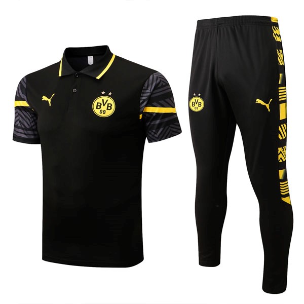 Polo Borussia Dortmund Komplett-Set 2022-2023 Schwarz